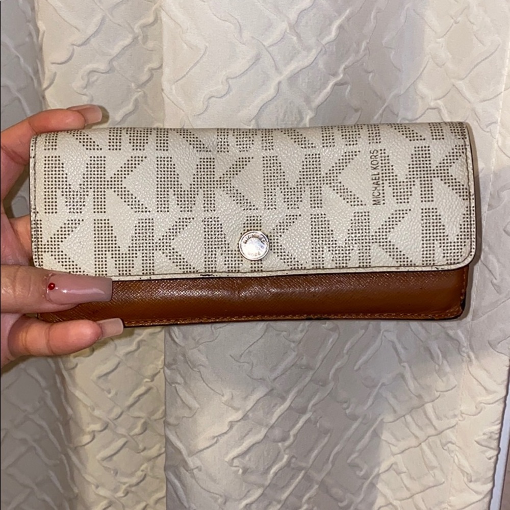 Off white and brown wallet